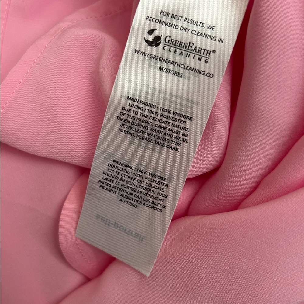 Self-Portrait Satin Viscose Puff-Sleeve Bow-Neck Mini Dress Bubblegum Pink Sz 8 - Picture 16 of 16